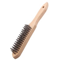 Machine cleaning wooden long handle stainless steel wire brush